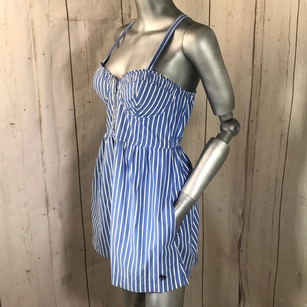 A&F Blue Pinstriped Bustier Summer Sun Dress - Picture 5 of 8